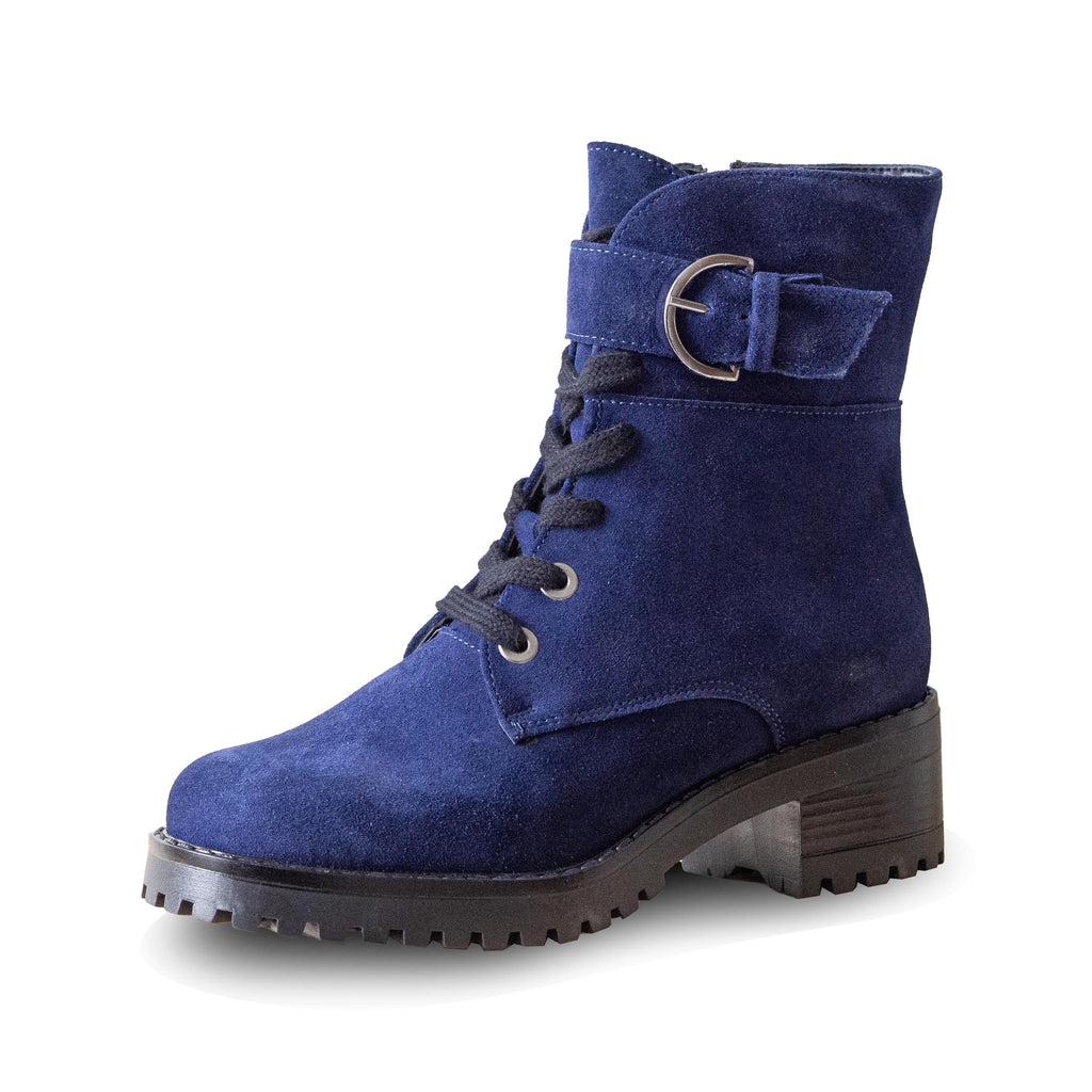 Cilla lace-up boot blue suede